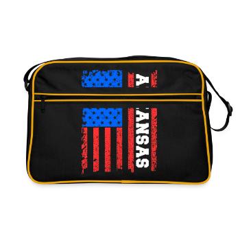Cadeau drapeau Arkansas Usa - Sac Retro - noir/or - Devant