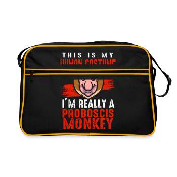 Proboscis-Affe Langnase - Retro Tasche - Schwarz/Gold - Vorne
