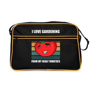 Lustiges Tomaten-Outfit - Retro Tasche - Schwarz/Gold - Vorne