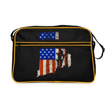 Rhode Island Home Usa flaggen geschenk - Retro Tasche - Schwarz/Gold - Vorne