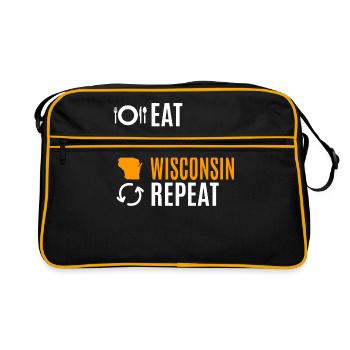 Eat Sleep Wisconsin Repeat Cadeau - Sac Retro - noir/or - Devant