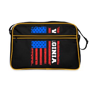 Virginia Usa flaggen geschenk - Retro Tasche - Schwarz/Gold - Vorne