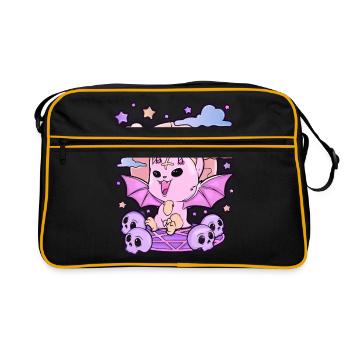 Pastel Goth Gruseliges Geschenk Creepy Kawaii - Retro Tasche - Schwarz/Gold - Vorne