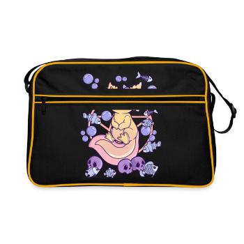 Gruseliges Axolotl Creepy Kawaii Chibi Horror - Retro Tasche - Schwarz/Gold - Vorne