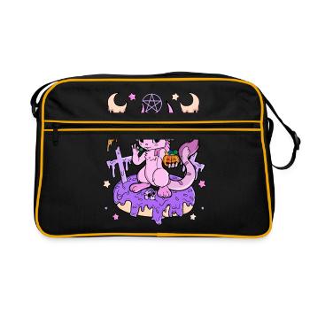 Creepy Kawaii Geschenk Gruselig Halloween Pastel - Retro Tasche - Schwarz/Gold - Vorne