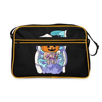 Halloween Creepy Kawaii Kürbis Pastel Gothic - Retro Tasche - Schwarz/Gold - Vorne