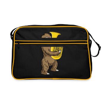 Sloth Music Gift Kids Band Tuba - Sac Retro - noir/or - Devant