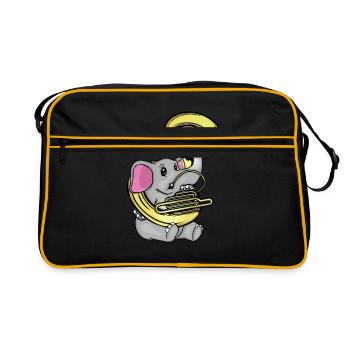 Sousaphone Music Big Band Orchestra Cute Elephant - Sac Retro - noir/or - Devant