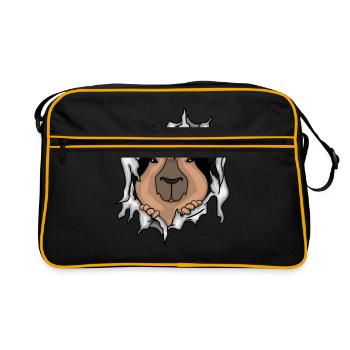 Capybara Cadeau Enfants Mignon Capybara - Sac Retro - noir/or - Devant