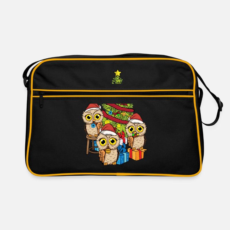Weihnachtseule Weihnachtsbaum Weihnachten Eule Retro Tasche