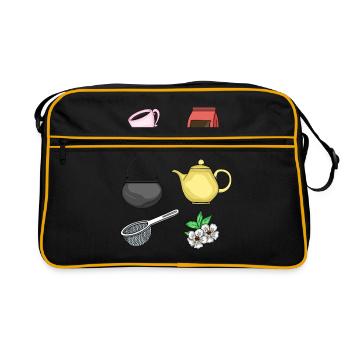Tee Trinken Tee Geschenk Frauen Liebhaber Tee - Retro Tasche - Schwarz/Gold - Vorne