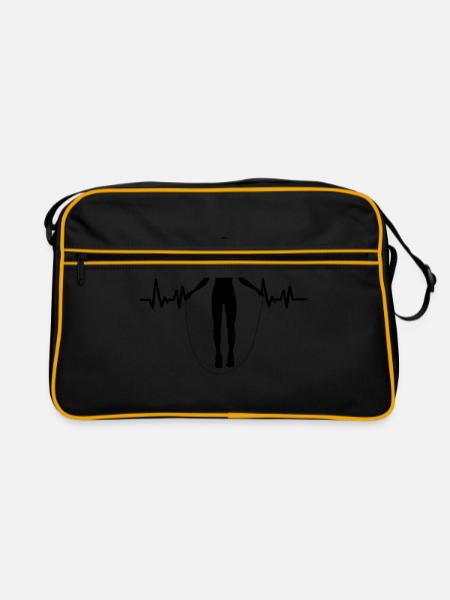 Ecg Heartbeat Jumper Rope Skipping Rope Jumping Wo - Retro Tasche - Schwarz/Gold - Vorne