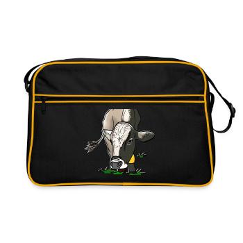 grazing cow - Retro Bag - black/gold - Front