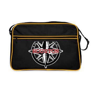 Compass Houston Texas TX USA GPS coordinates - Retro Bag - black/gold - Front