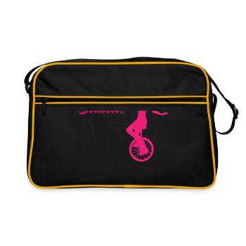 Einrad fahren Spruch Einradfahrerin - Retro Tasche - Schwarz/Gold - Vorne