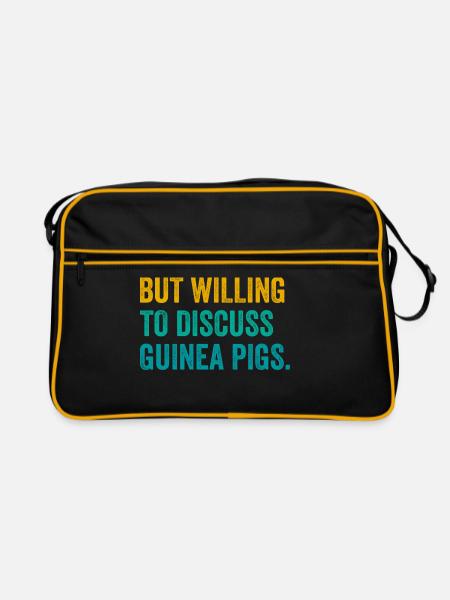 Introverted But Willing To Discuss Guinea Pigs Ani - Retro Tasche - Schwarz/Gold - Vorne