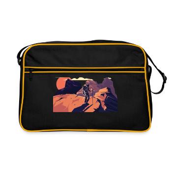 Born To Hike Trekking Mountaineering Hiking Hiker - Retro Tasche - Schwarz/Gold - Vorne