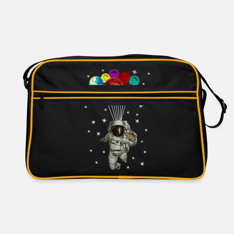 Astronaut mit Luftballons - Retro Tasche - Schwarz/Gold