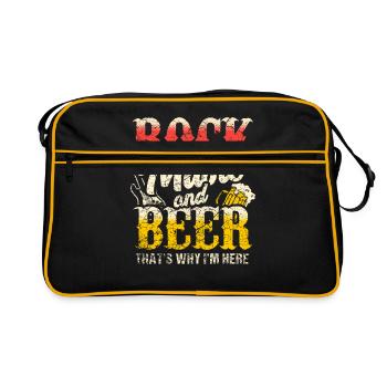 Rock Konzert Bier Rock and Roll Musik - Retro Tasche - Schwarz/Gold - Vorne