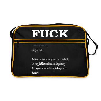 Fuck Word Signification Wiki Duden Fun Définition - Sac Retro - noir/or - Devant