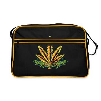 Cannabis Hemp Leaf Weed Dope Kiffer Gift - Retro Bag - black/gold - Front