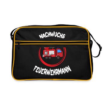 nachwuchs feuerwehrmann Geschenk feuerwehr - Retro Tasche - Schwarz/Gold - Vorne