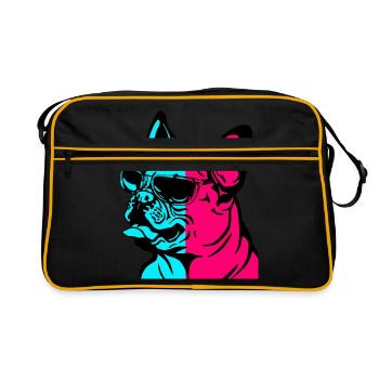Bulldog français Lunettes de soleil cool chien - Sac Retro - noir/or - Devant
