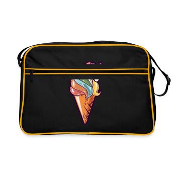 Cheval boule de glace arc-en-ciel glace - Sac Retro - noir/or - Devant