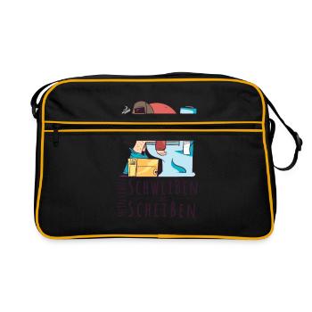 Mein Leben schweißen und scheißen - Schweißer - Retro Tasche - Schwarz/Gold - Vorne