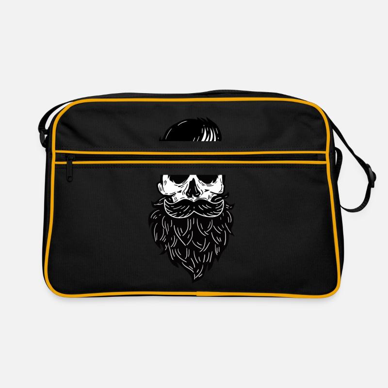 Totenkopf Skull Bart Bärtiger Schädel Retro Tasche