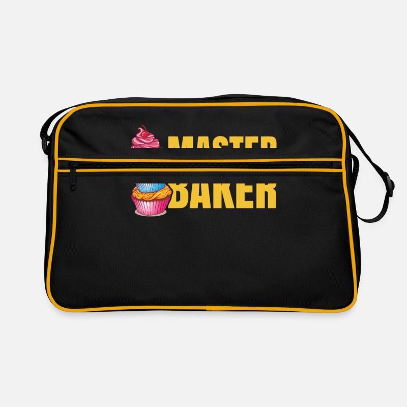 Bäckermeister - Backen Bäcker Bäckerin Cupcake - Retro Tasche - Schwarz/Gold