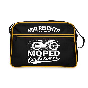Moped Mopeds Mofa Roller Zweirad Mokick Biker - Retro Tasche - Schwarz/Gold - Vorne
