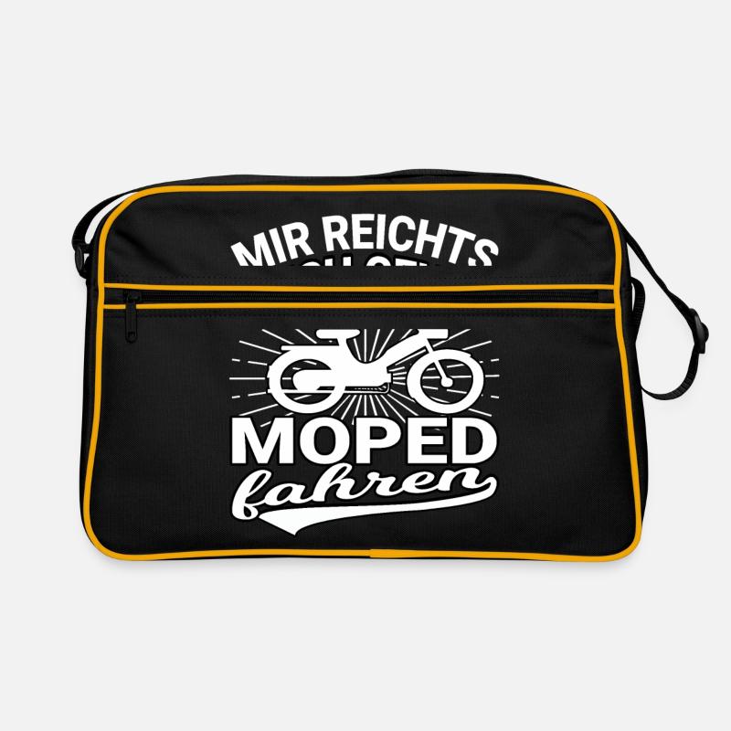 Moped Mopeds Mofa Roller Zweirad Mokick Biker - Retro Tasche - Schwarz/Gold