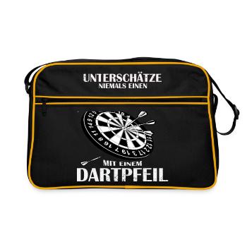 Dart Dartpfeil Alter Mann Dartspieler - Retro Tasche - Schwarz/Gold - Vorne