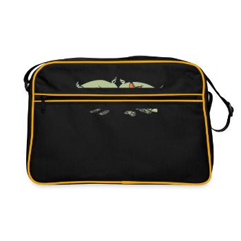 Schlafende Dackel im Bett Tier Geschenkidee Hunde - Sac Retro - noir/or - Devant