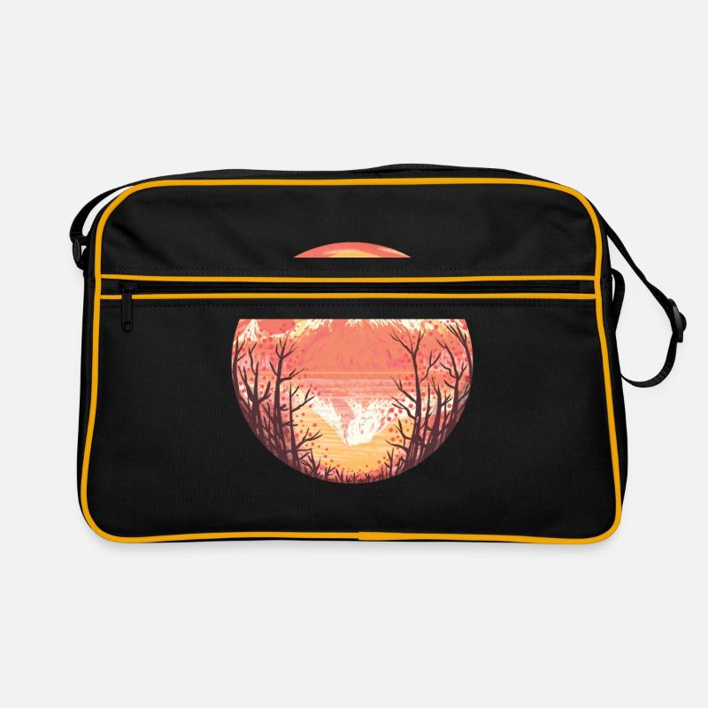 Volcano Sunrise Sunset Lake Panorama Retro Bag