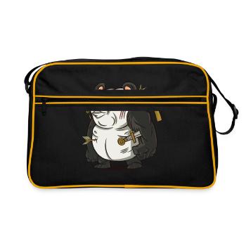 Warrior Panda Kämpfer Kampf - Retro Tasche - Schwarz/Gold - Vorne