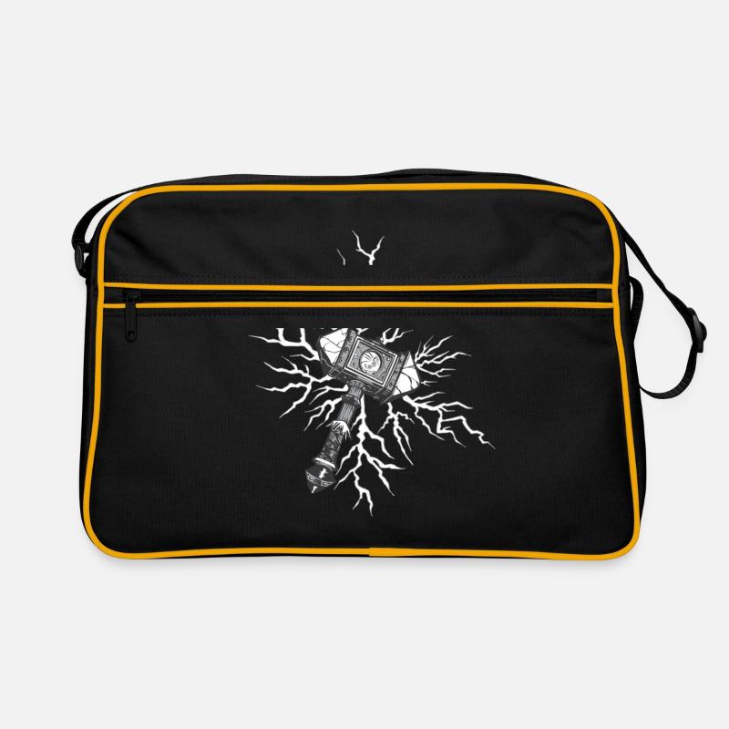 Hammer Wikinger Valhalla Vikinger Hammer Thor Odin - Retro Tasche - Schwarz/Gold