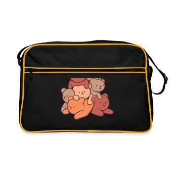 Teddy bear cuddly toy stuffed toy cuddling - Retro Bag - black/gold - Front