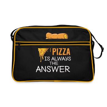 Pizza Fast Food Käse Lecker Italien - Retro Tasche - Schwarz/Gold - Vorne