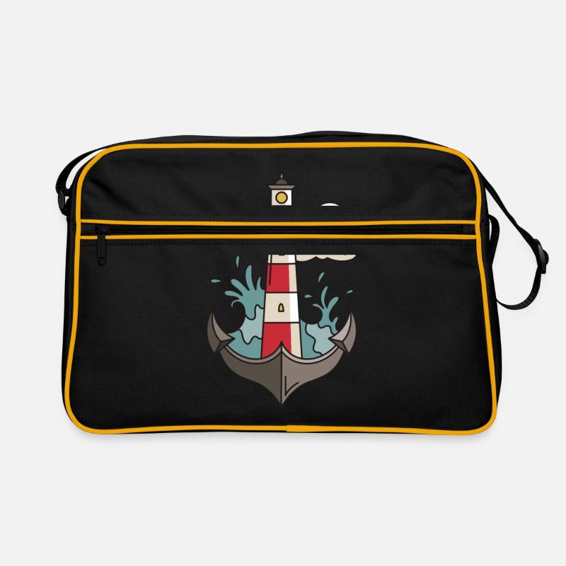Leuchtturm Hafen Meer Seefahrt Schiff Boot Kapitän Retro Tasche