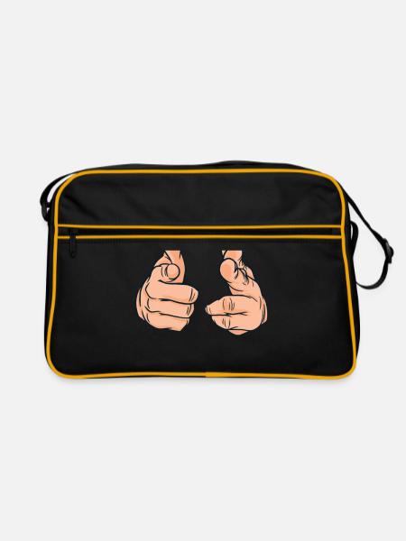 Hands Pointing fingers at you Finger pointing - Retro Bag - black/gold - Front