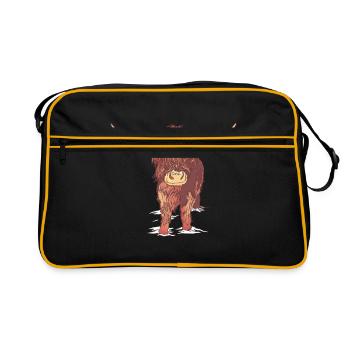 Scottish Highland Cattle Cow Cows Muh Calf - Retro Bag - black/gold - Front