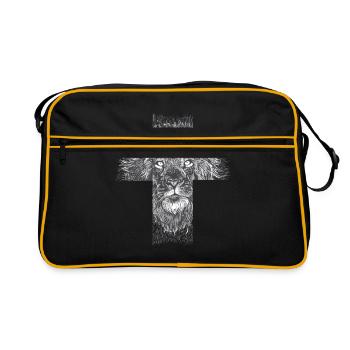 Lion Croix Savane désert Roi Lion - Sac Retro - noir/or - Devant