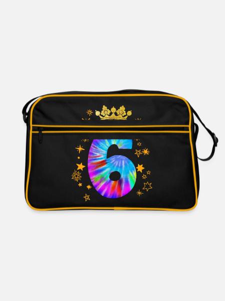 6th birthday - Retro Bag - black/gold - Front