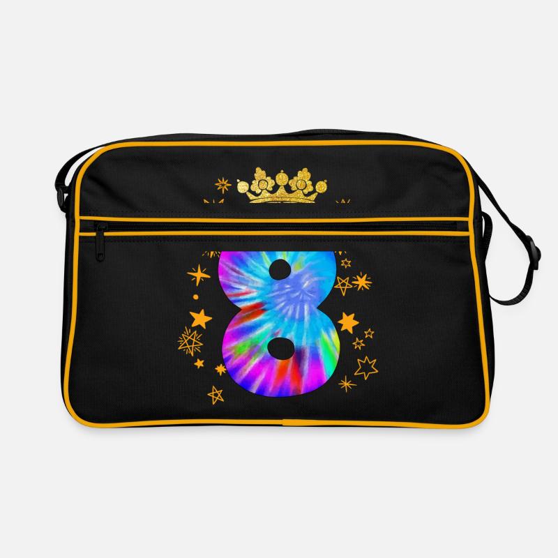 8. Geburtstag - Retro Tasche - Schwarz/Gold