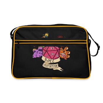Adventure RPG Dice Fantasy Gift - Retro Bag - black/gold - Front