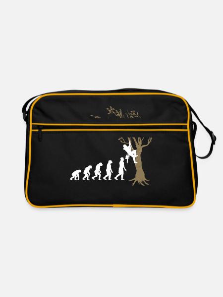 Funny Panda Chainsaw Gift - Retro Bag - black/gold - Front