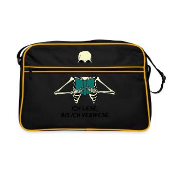 Ich Lese Bis Ich Verwese Leseratte Bücherwurm Roma - Retro Tasche - Schwarz/Gold - Vorne