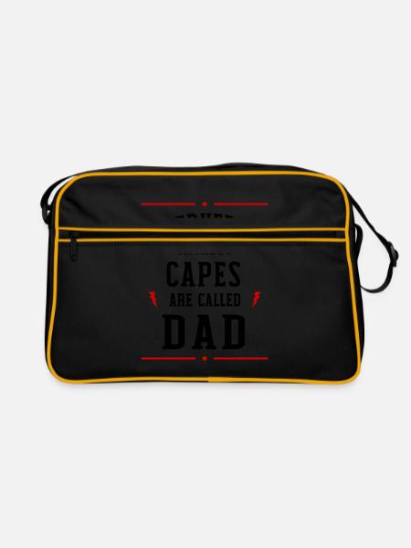Superheroes Without Capes Are Called Dad Father's - Retro Tasche - Schwarz/Gold - Vorne